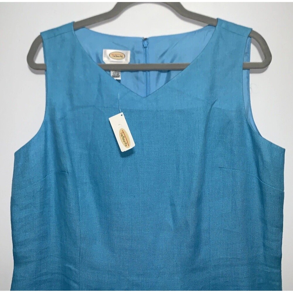 Talbots Irish Linen Dress Sleeveless Sheath Light Blue Career Size 16 - Picture 2 of 7